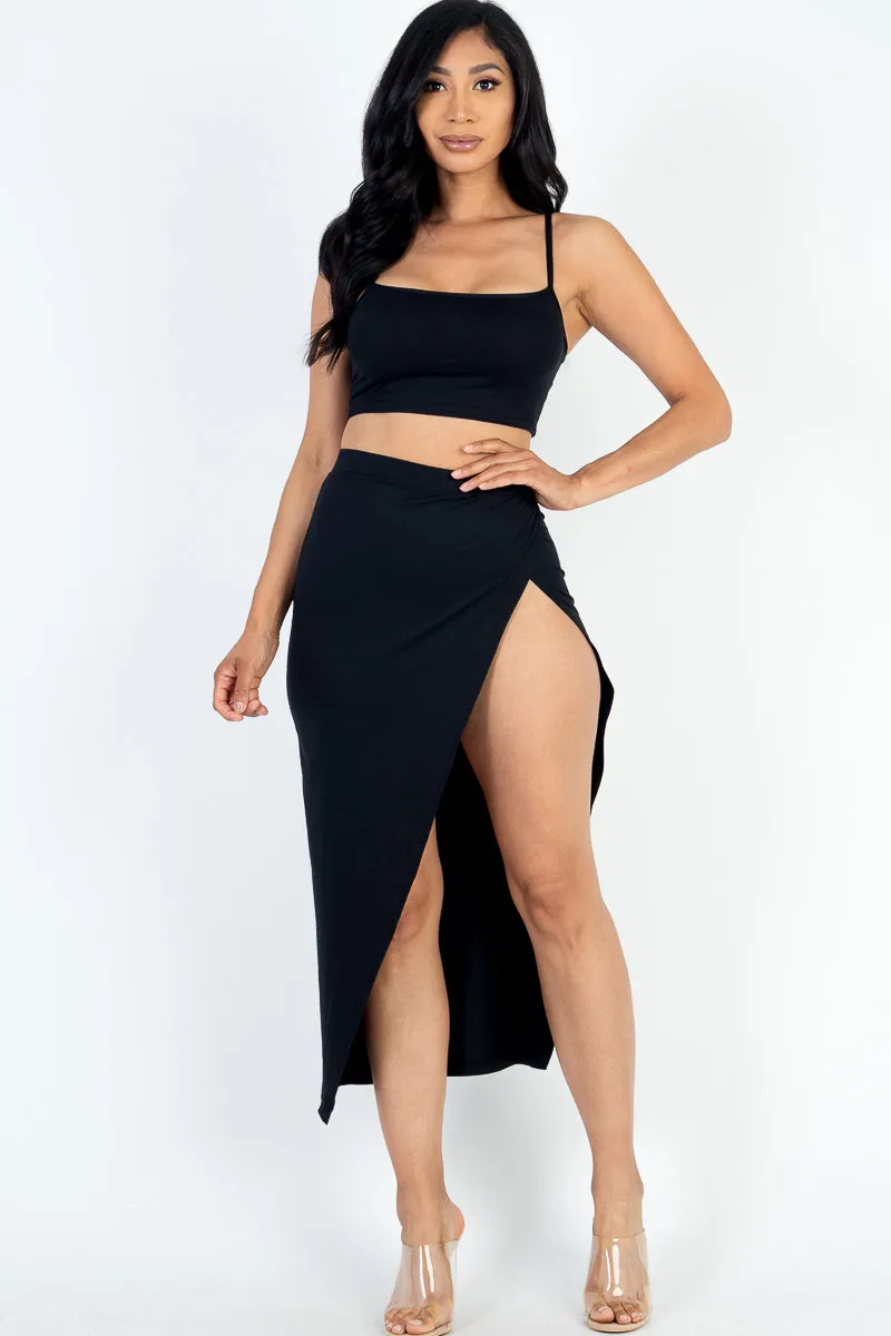 Crop Cami & Split Thigh Maxi Skirt Set