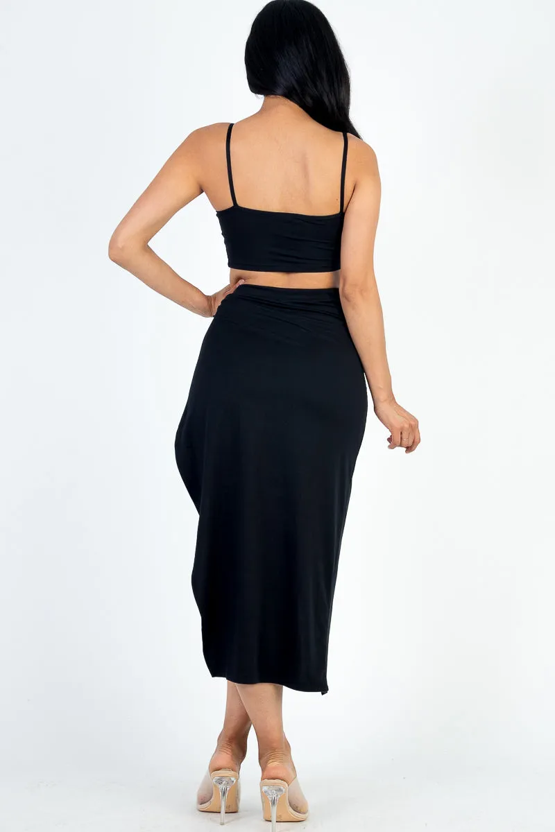 Crop Cami & Split Thigh Maxi Skirt Set