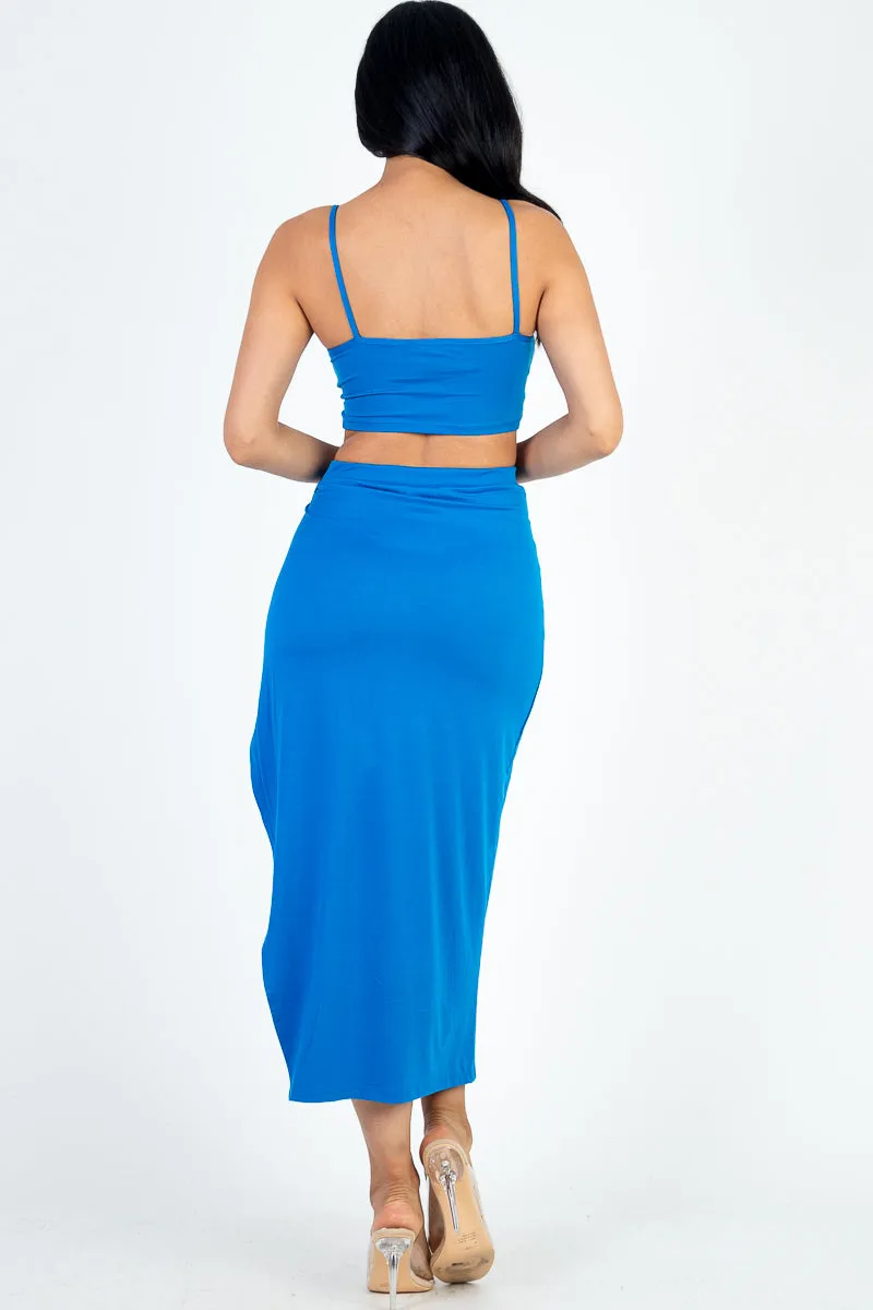 Crop Cami & Split Thigh Maxi Skirt Set