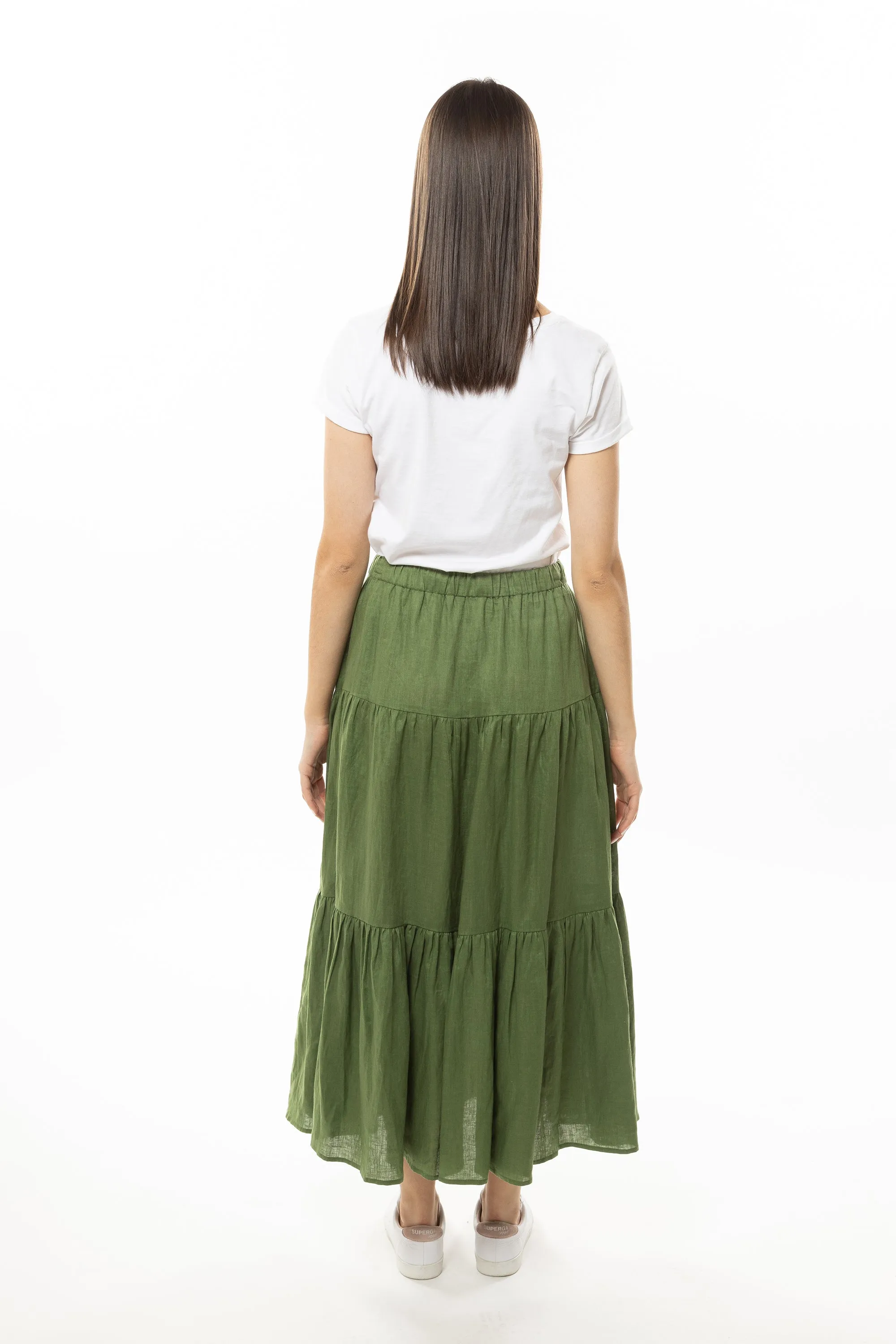 Curious Khaki Linen Maxi Skirt