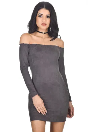 Dark Grey suede Bodycon dress