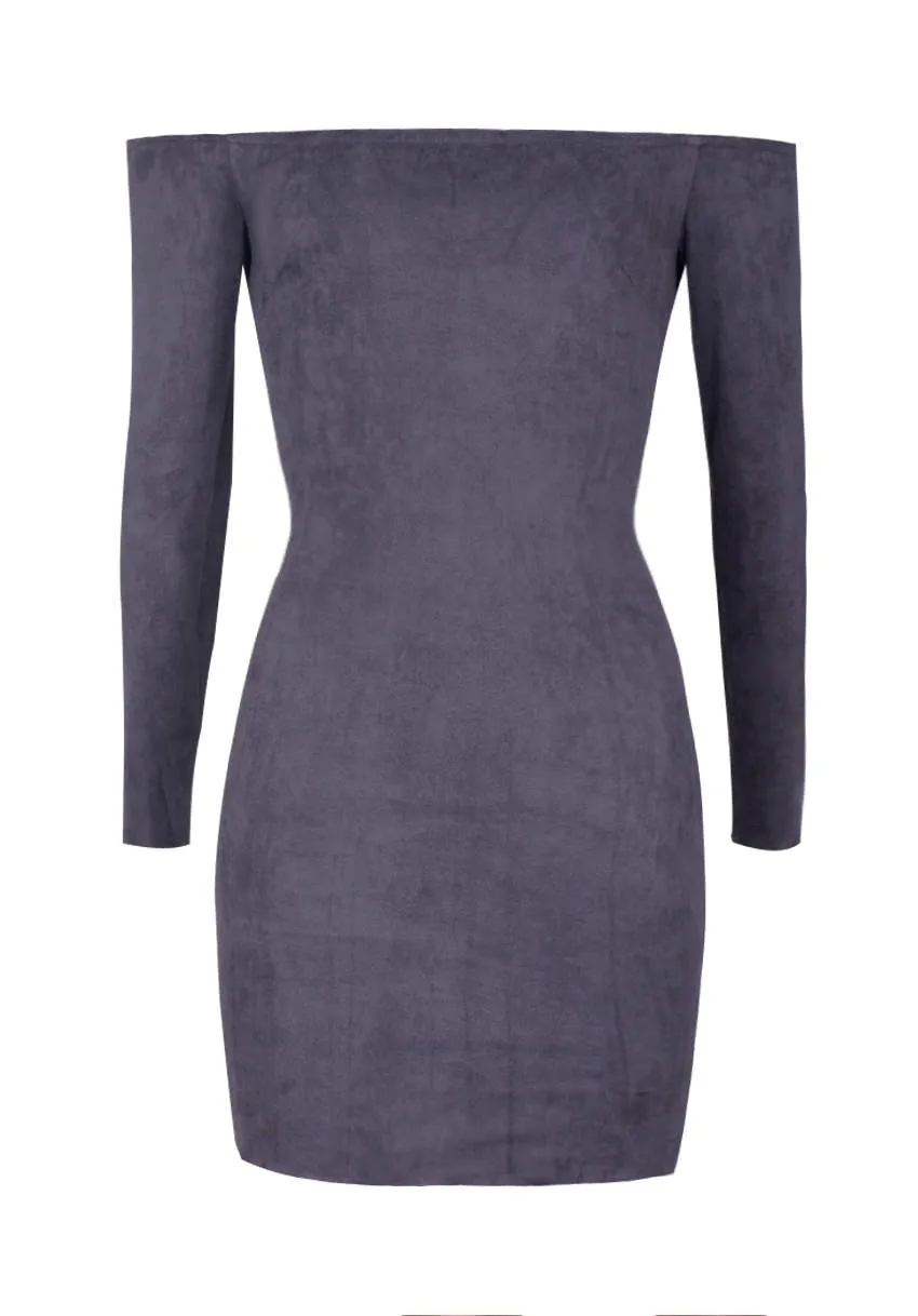 Dark Grey suede Bodycon dress