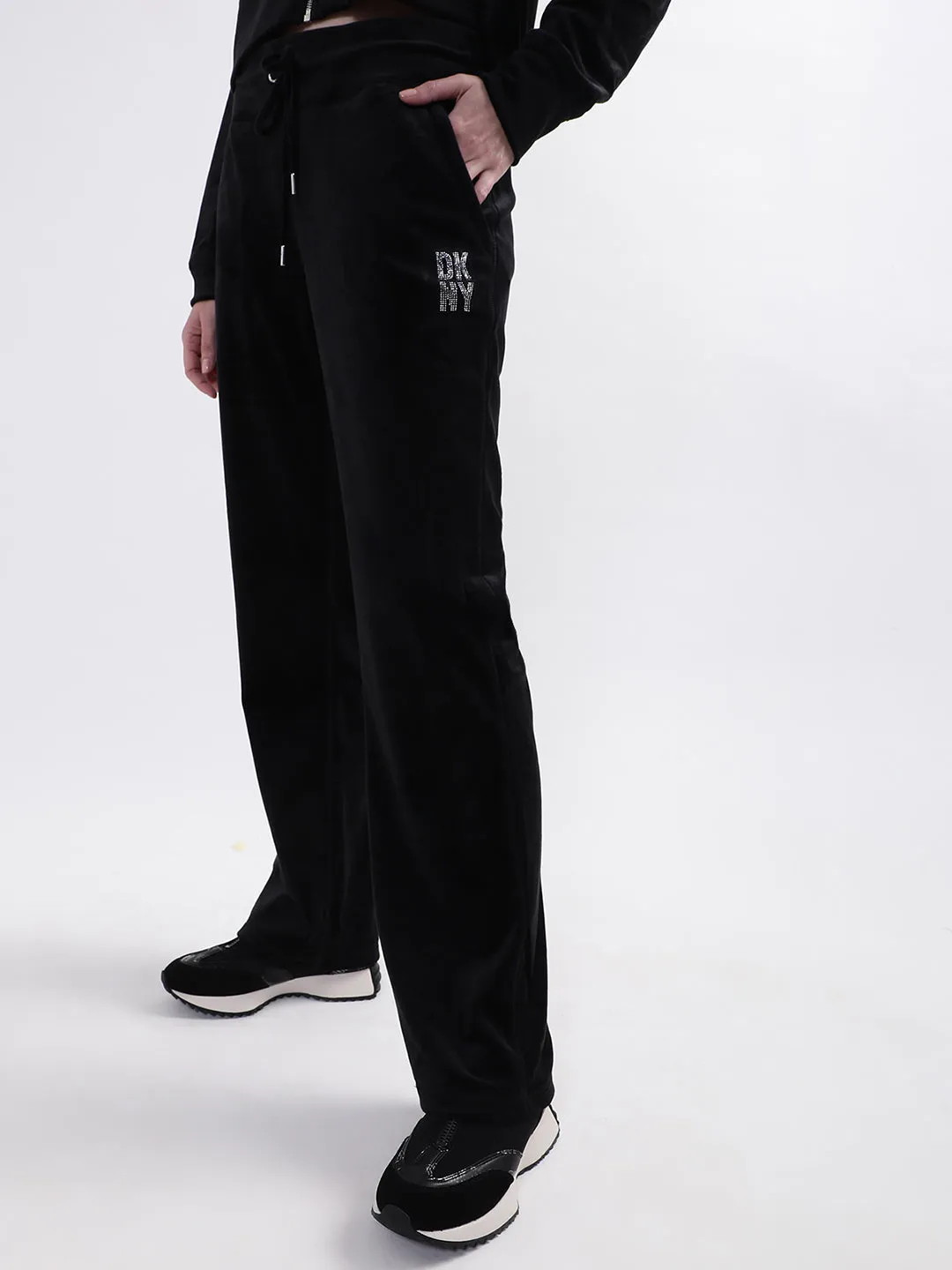 DKNY Women Black Solid Regular Fit Sweatpant