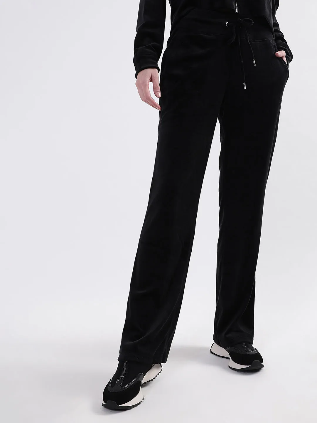 DKNY Women Black Solid Regular Fit Sweatpant