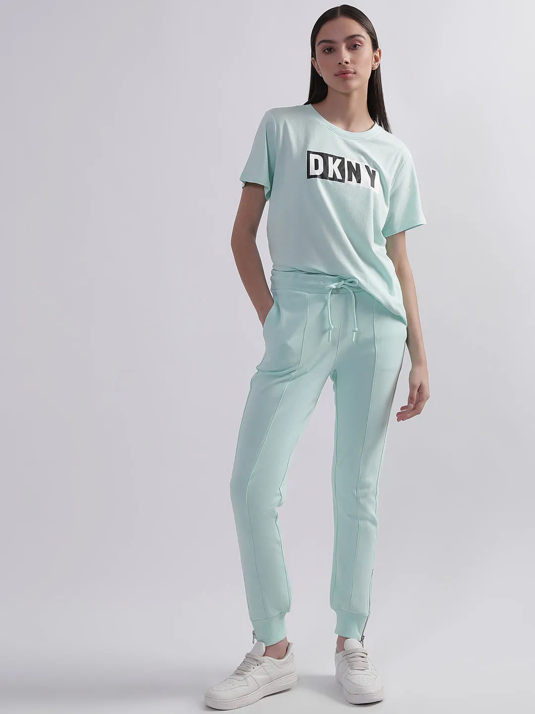 Dkny Women Blue Solid Regular Fit Sweatpant