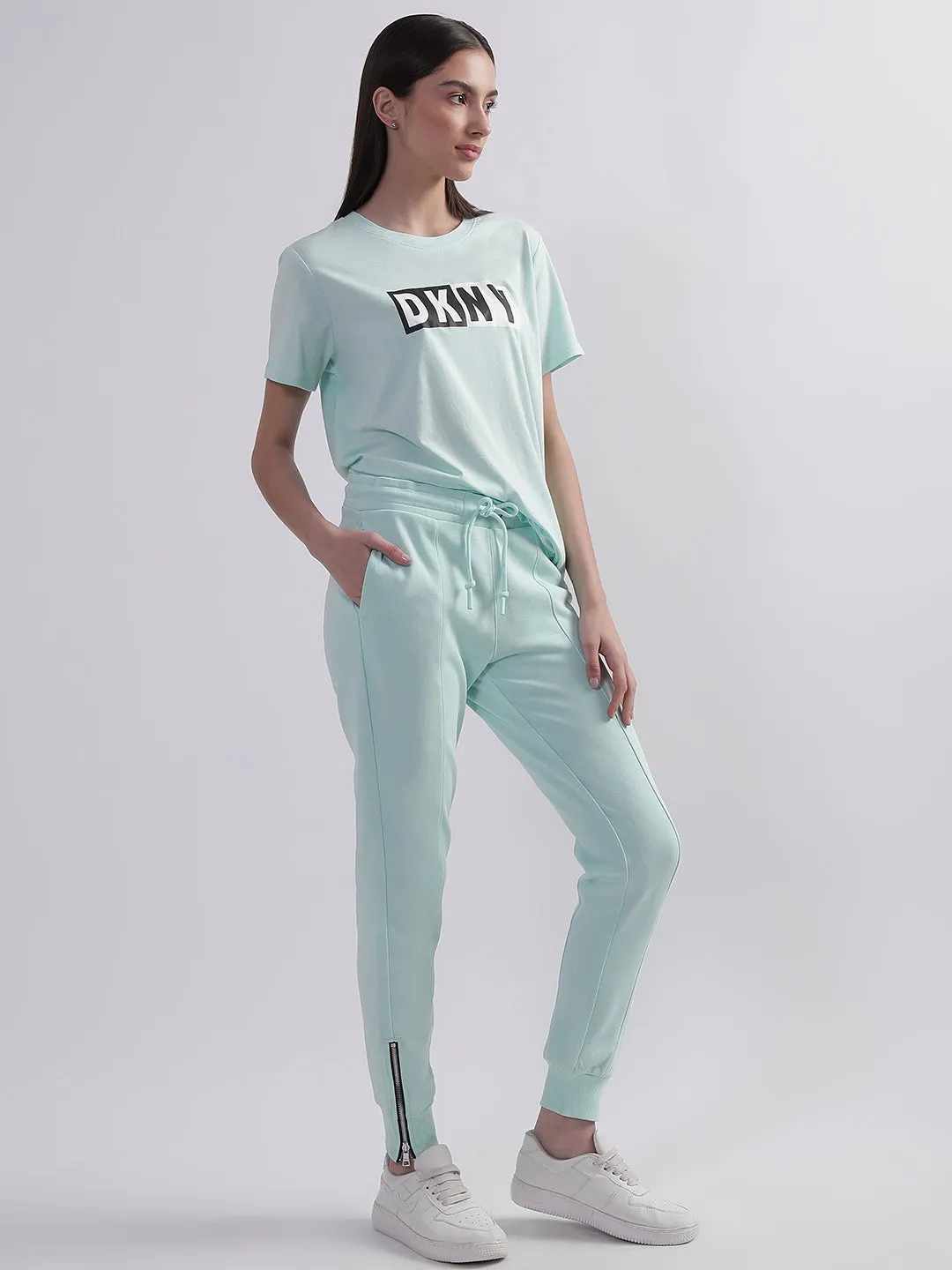 Dkny Women Blue Solid Regular Fit Sweatpant