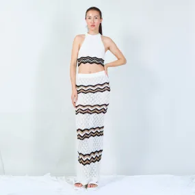 Elegant chevron knit top and maxi skirt set wholesale