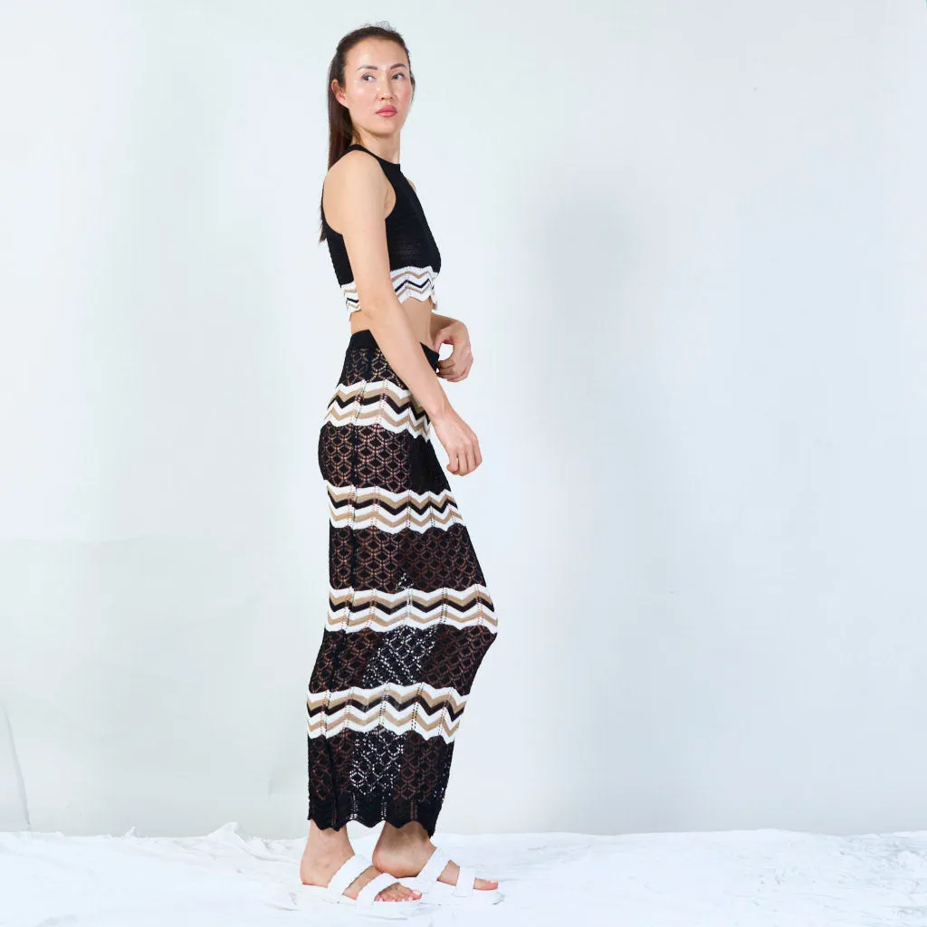 Elegant chevron knit top and maxi skirt set wholesale