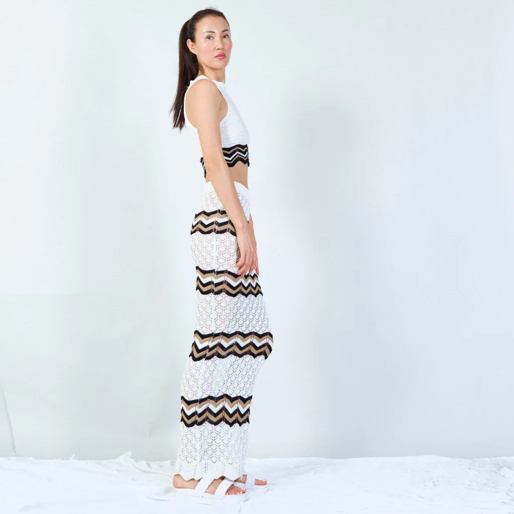 Elegant chevron knit top and maxi skirt set wholesale