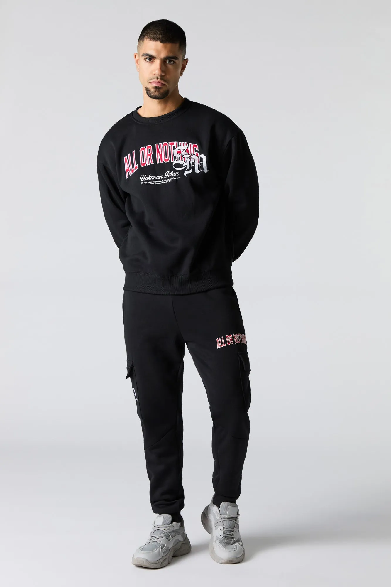 Embroidered Fleece Cargo Jogger