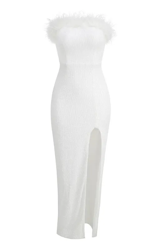 Erin Bandage Maxi Dress - Pearl White