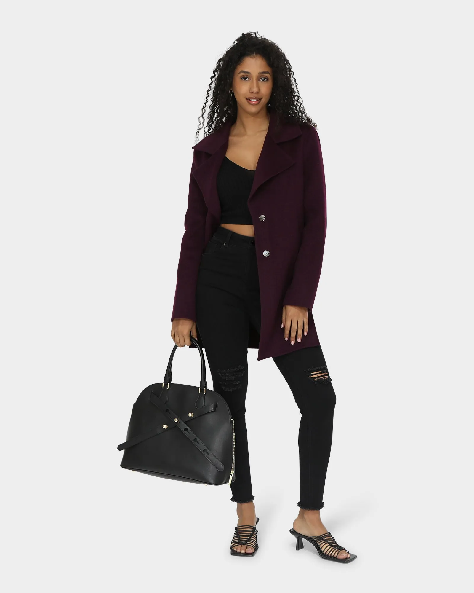 Ex-Boyfriend Wool Blend Oversized Jacket - Deep Plum