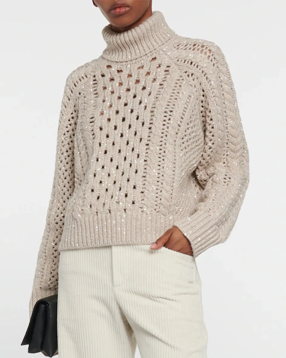 Feather Cashmere Net Micro Paillette Sweater