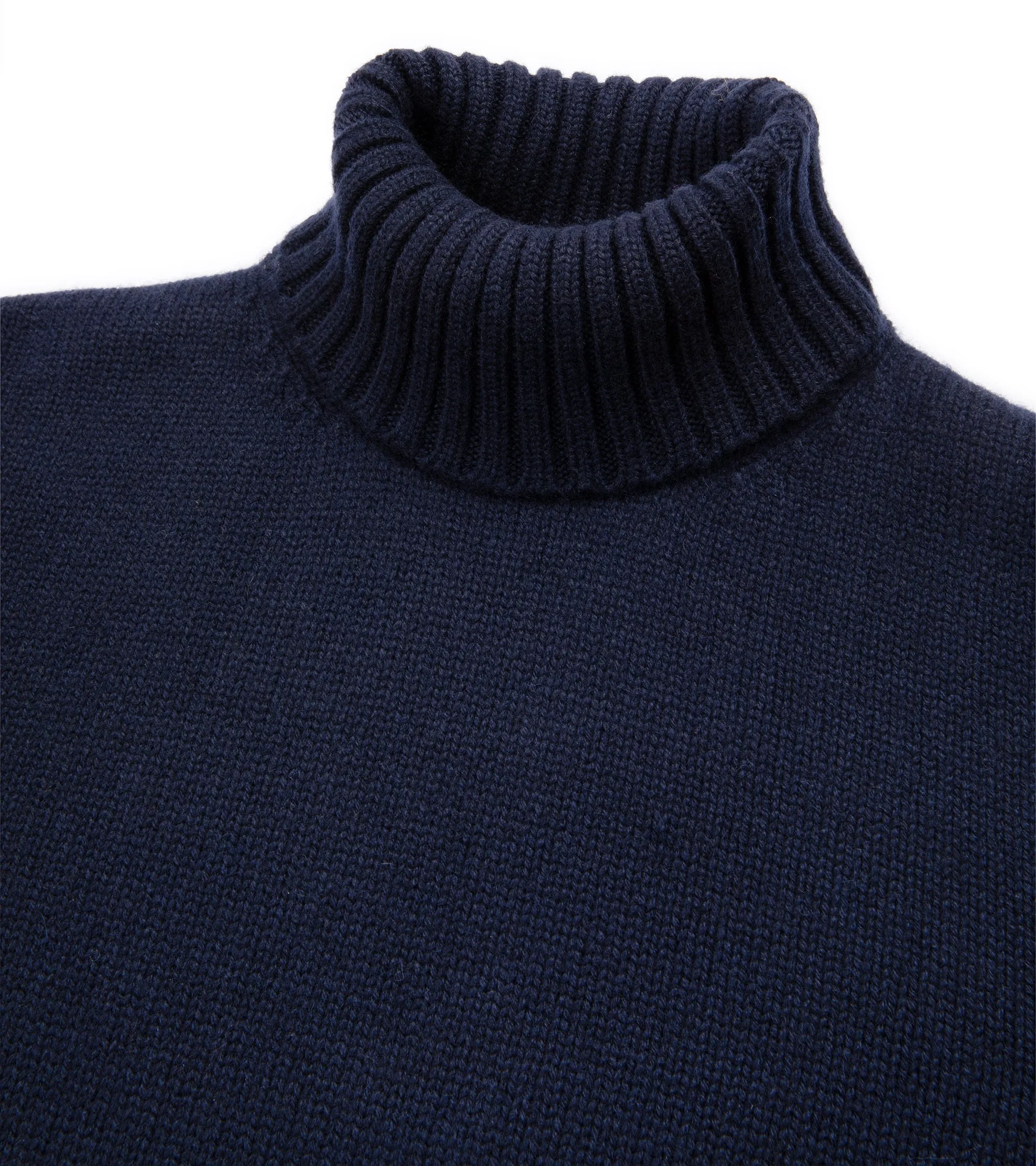 Fedeli Derby Cashmere Roll Neck Sweater: Dark Navy