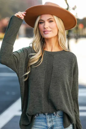 FINAL SALE - Brianna Olive Knit Top - DOORBUSTER