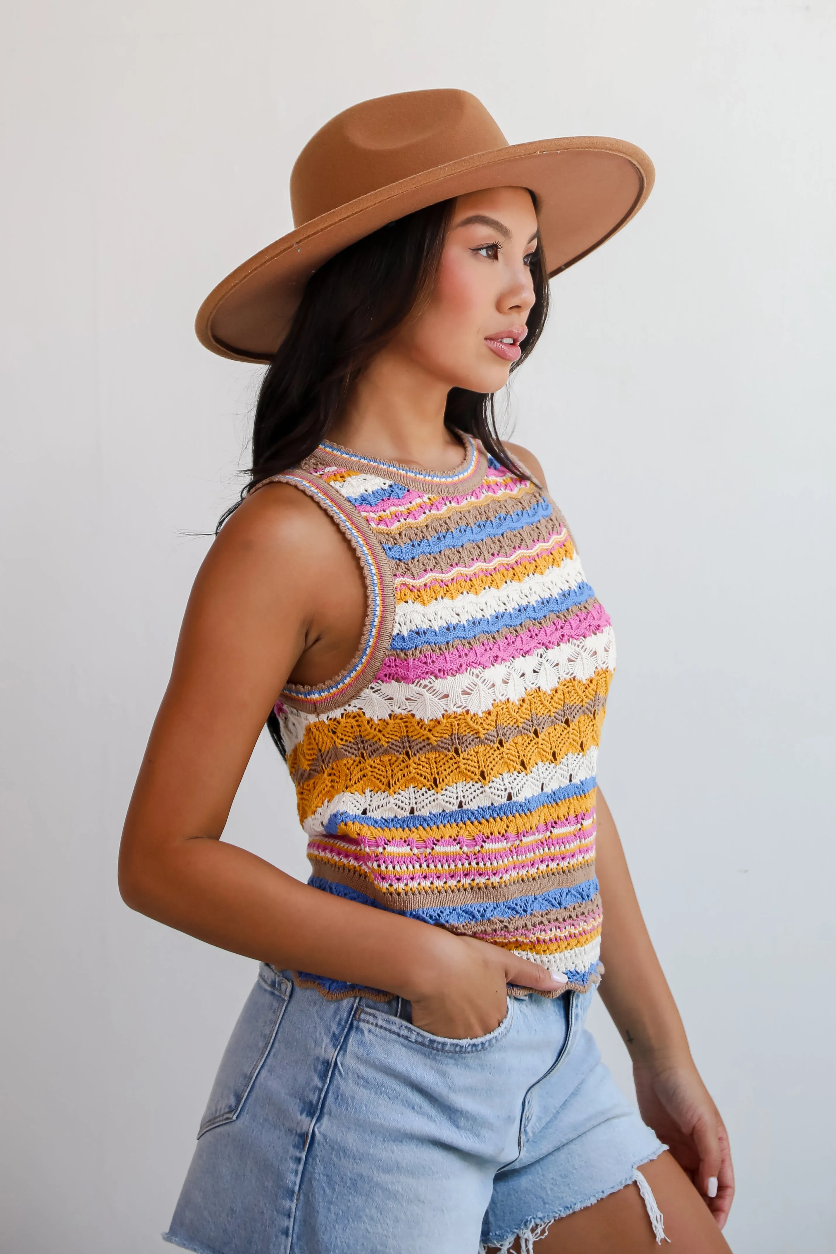 FINAL SALE - Superior Sweetness Multi Crochet Knit Tank