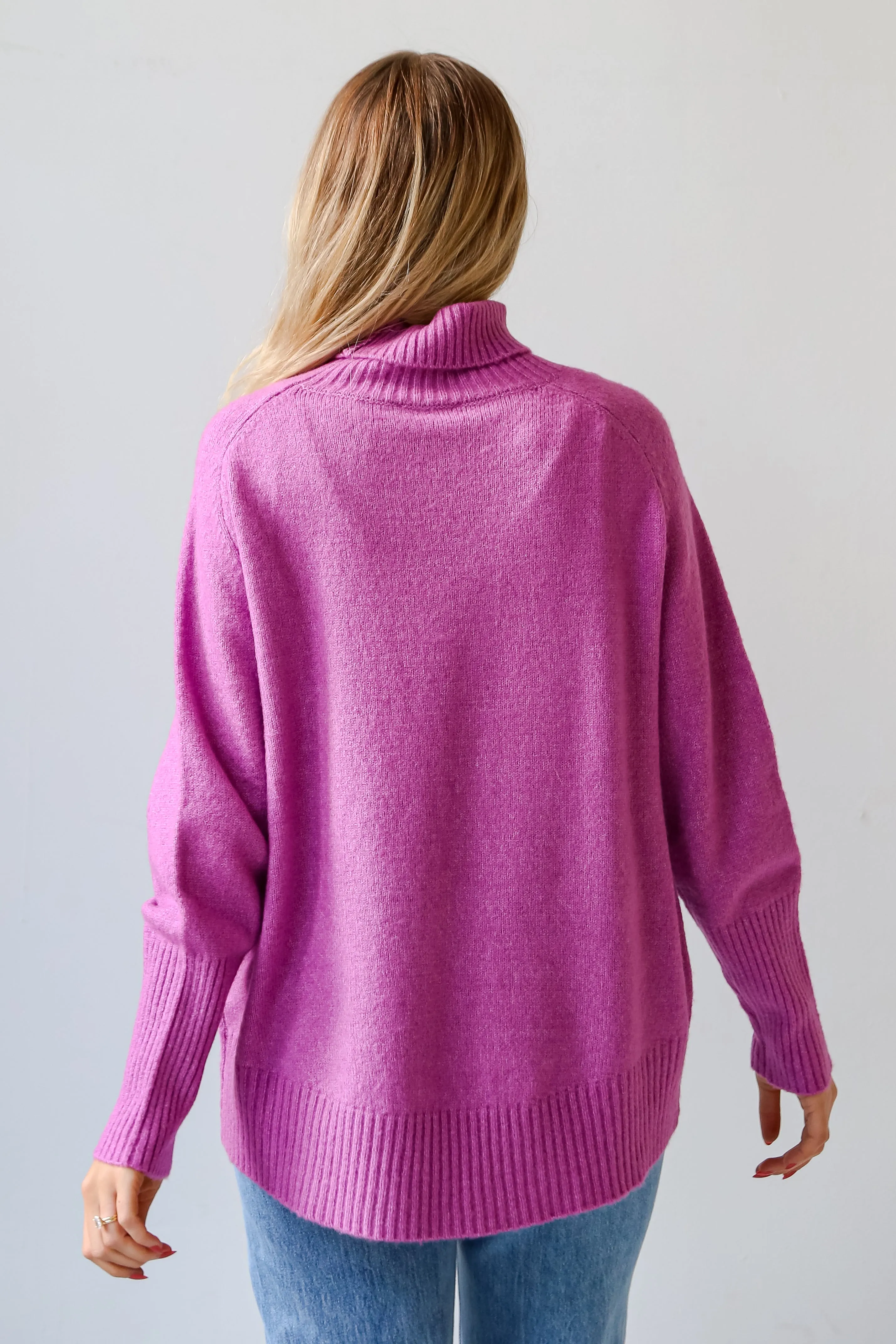 FINAL SALE - Updated Aesthetic Plum Turtleneck Oversized Sweater - DU DEAL