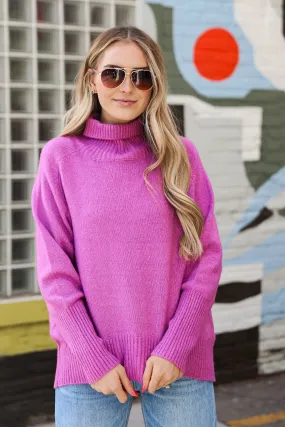 FINAL SALE - Updated Aesthetic Plum Turtleneck Oversized Sweater - DU DEAL