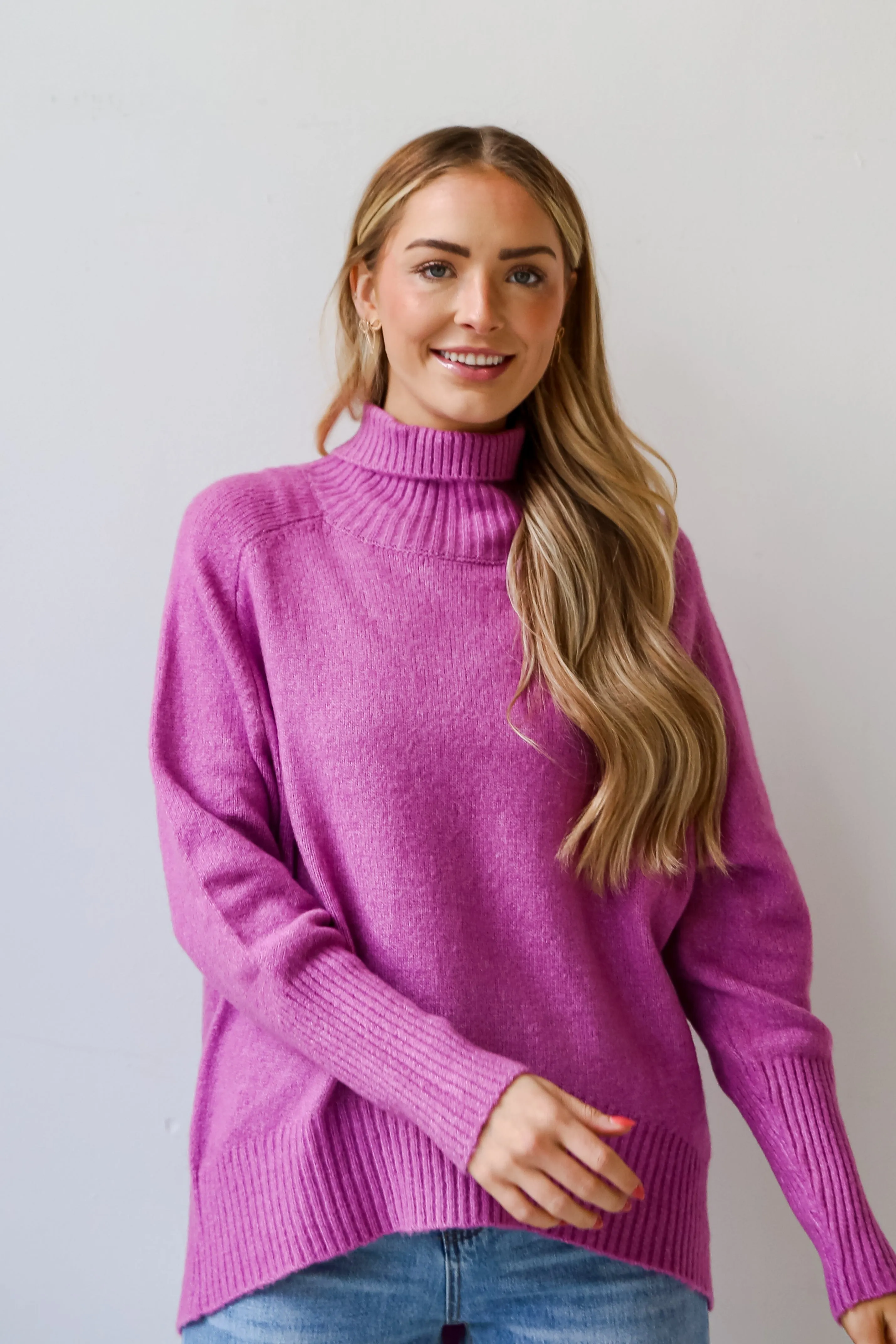 FINAL SALE - Updated Aesthetic Plum Turtleneck Oversized Sweater - DU DEAL