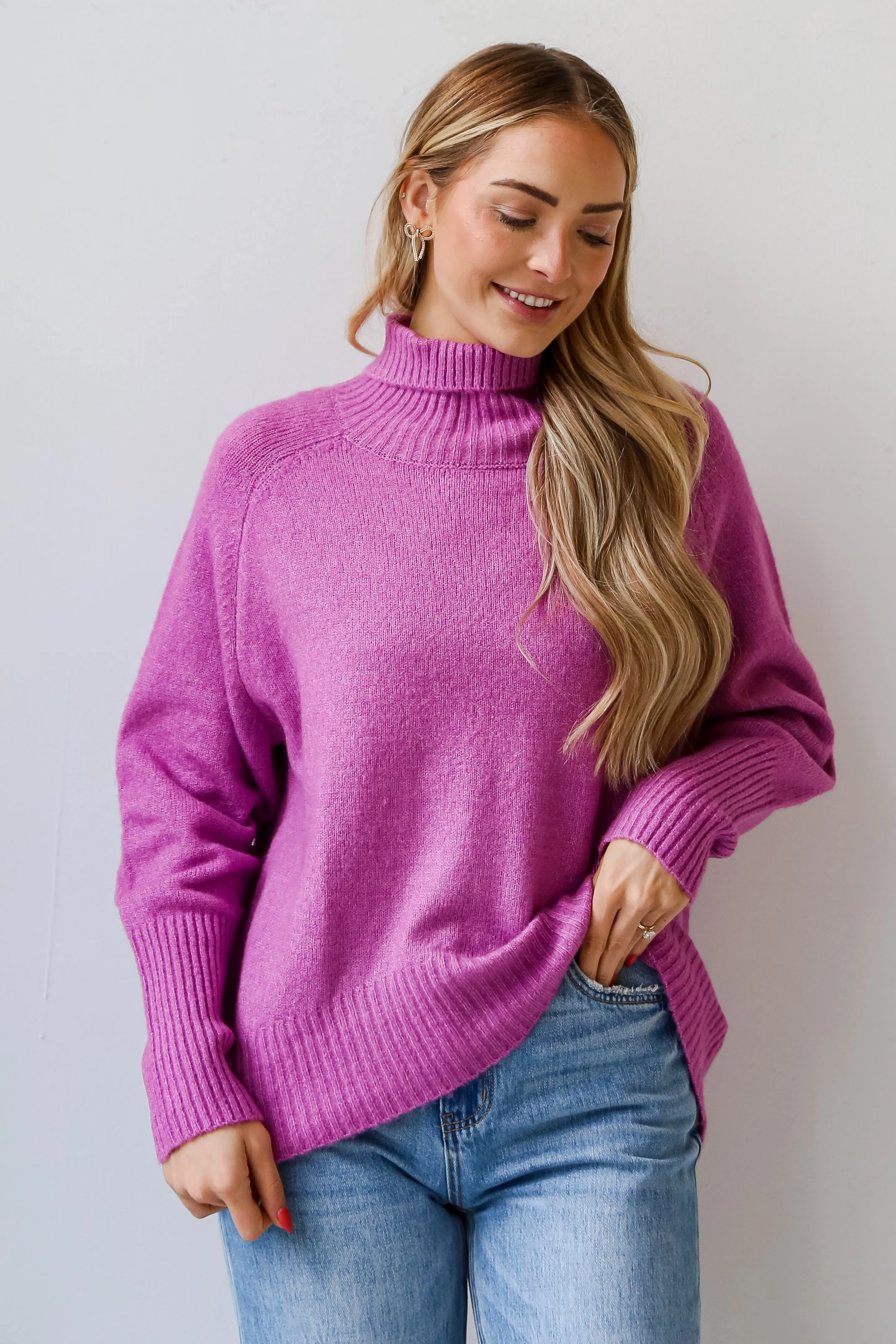 FINAL SALE - Updated Aesthetic Plum Turtleneck Oversized Sweater - DU DEAL