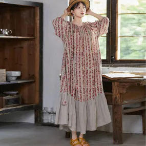 Floral Linen Cotton Dress summer dress party dress