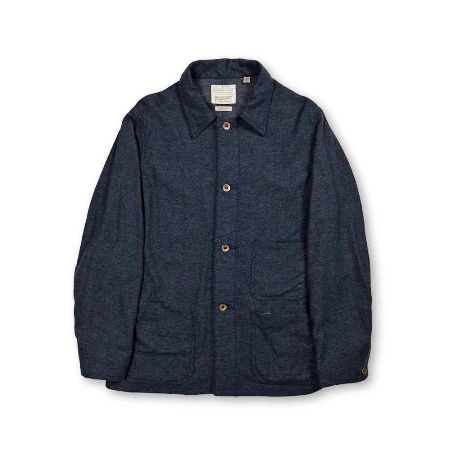 Fullcount 2015-10 Wool Cashmere Herringbone Chore Jacket - Navy