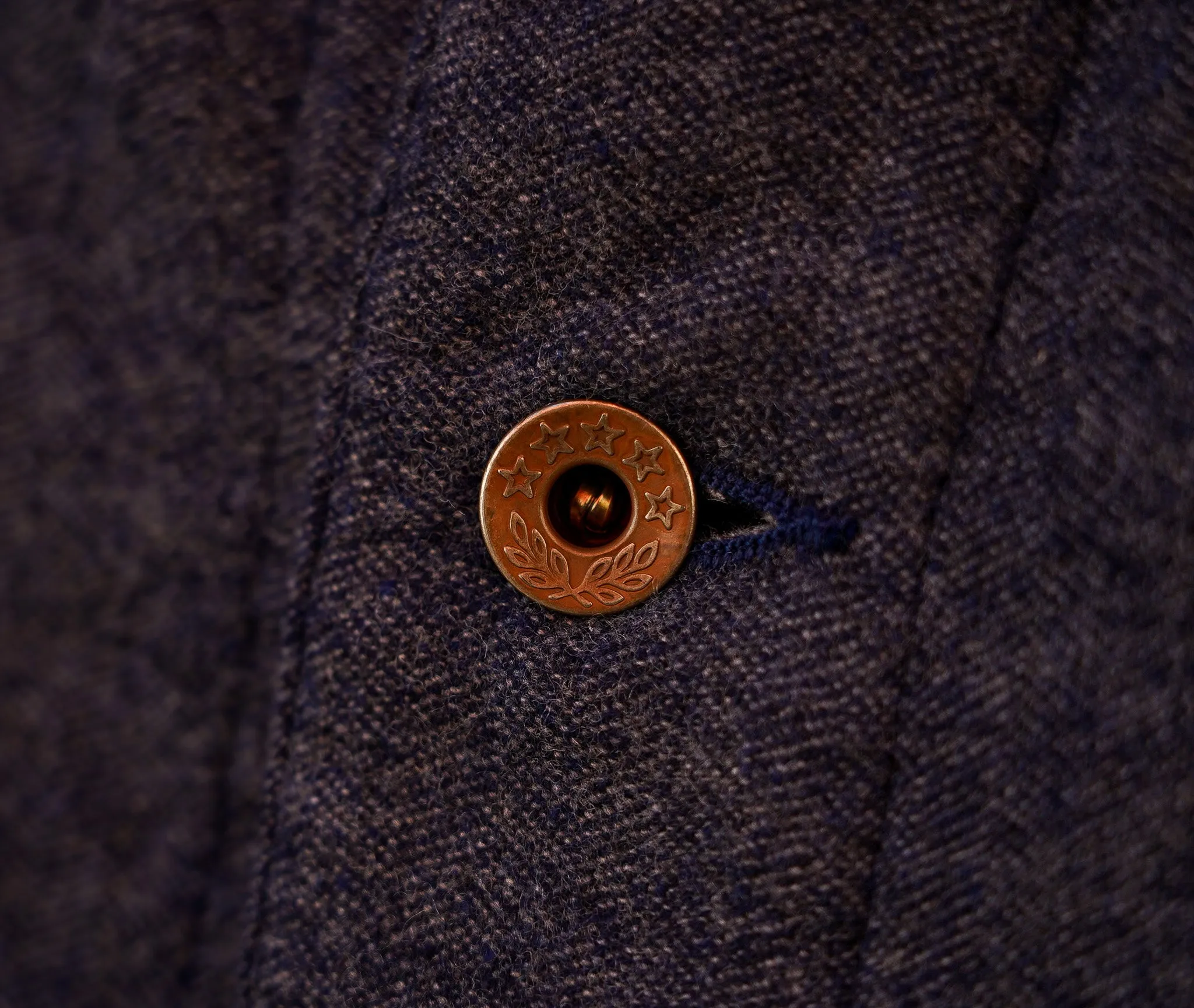 Fullcount 2015-10 Wool Cashmere Herringbone Chore Jacket - Navy