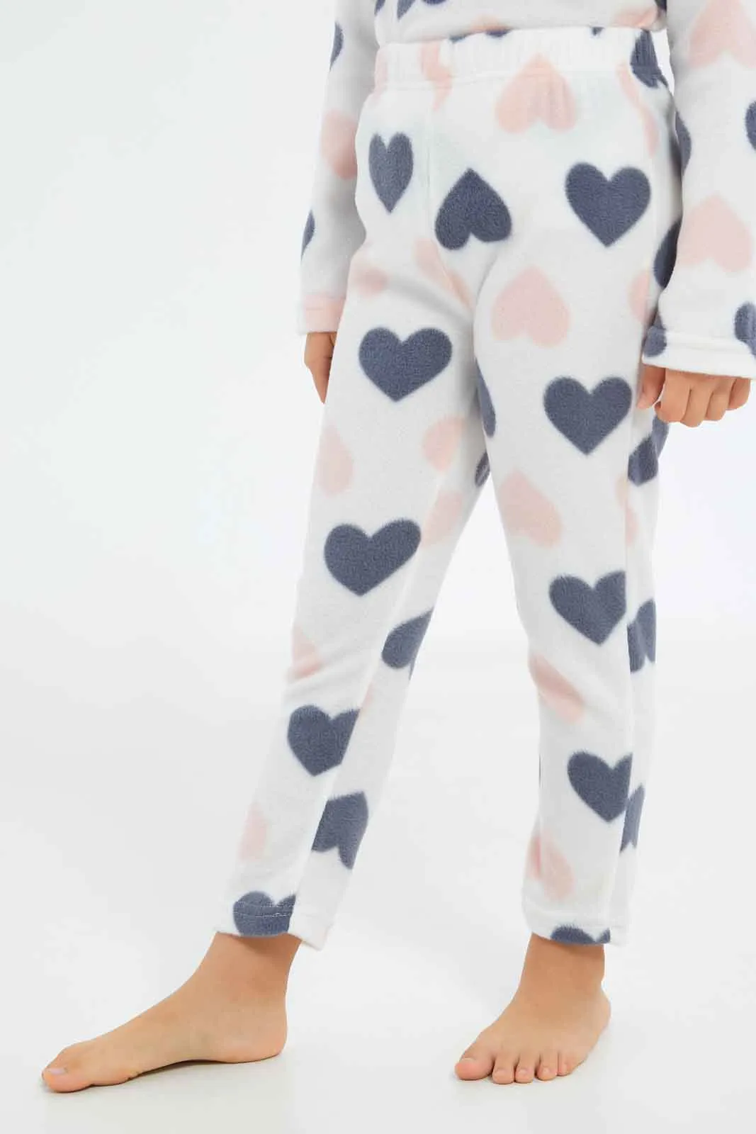 Girls Cream Heart Pyjama Set (2 Piece)