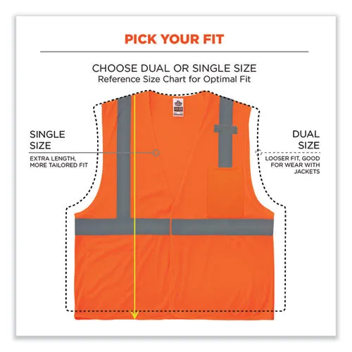 Glowear 8210hl-s Single Size Class 2 Economy Mesh Vest, Polyester, 2x-large, Orange