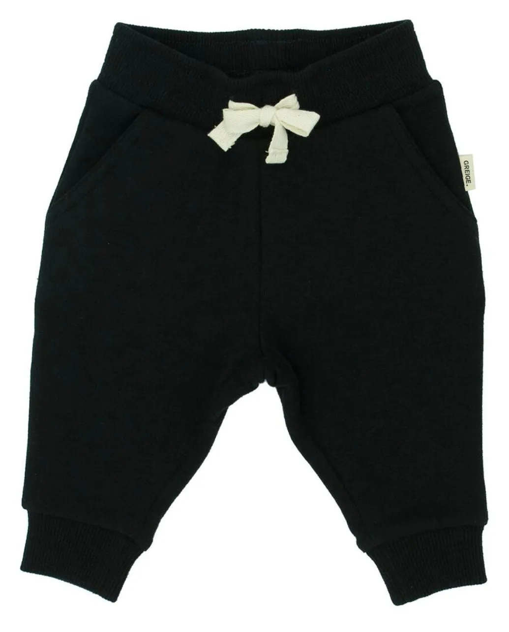 Greige Bamboo Fleece Sweatpants - Black