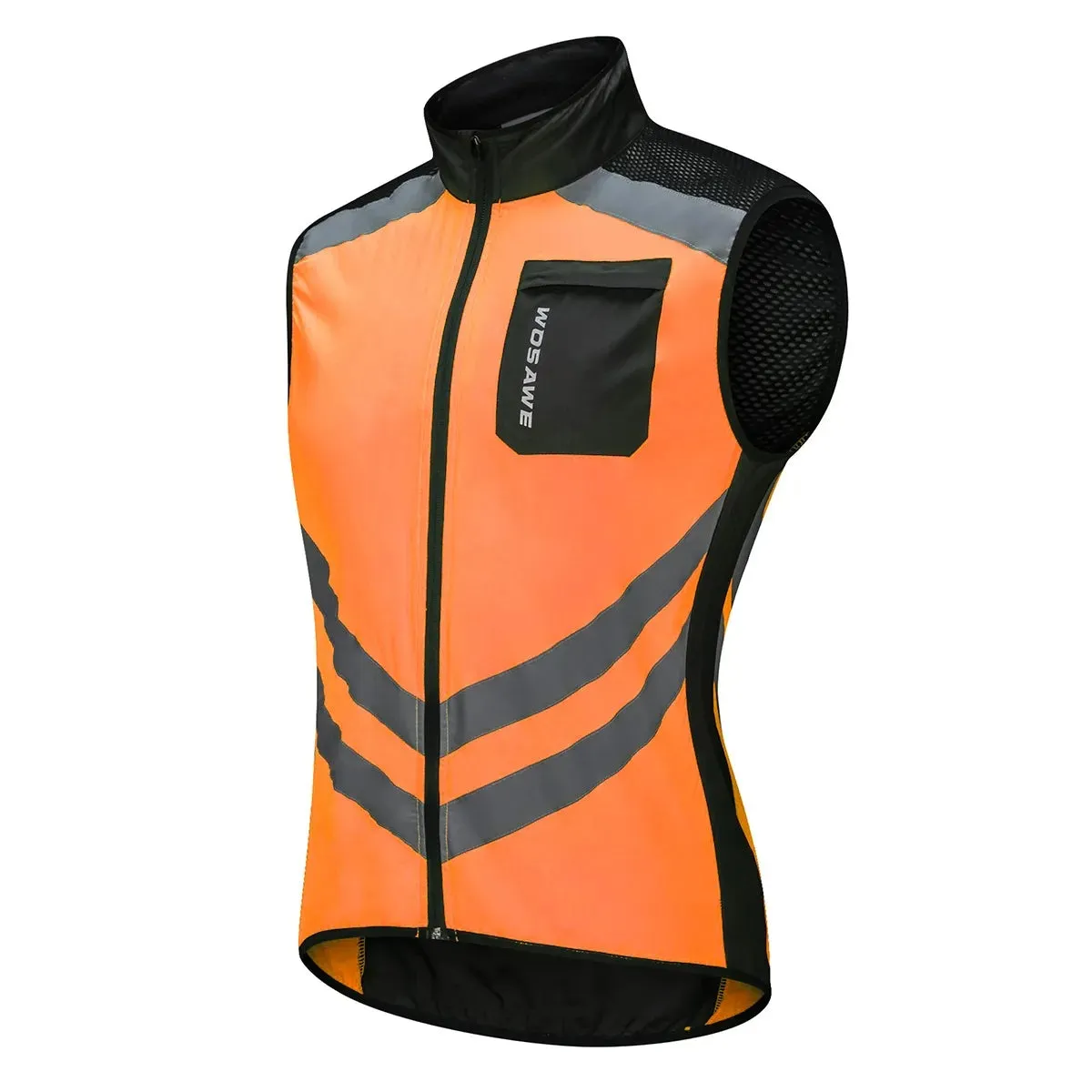 High Visibility Cycling Vest Wind Windbreaker Windproof Coat Breathable Reflective Sleeveless Jacket for Running Hiking