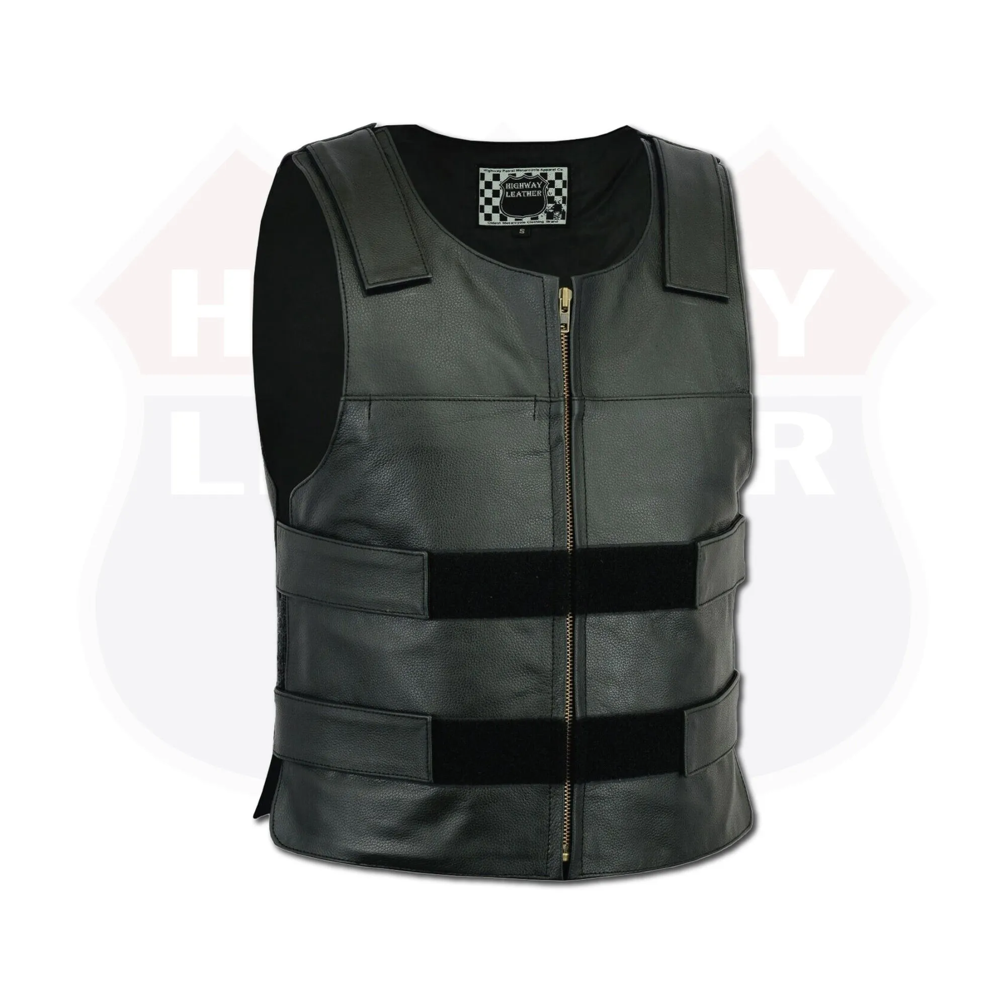 HL11643Black Men Bullet Proof style Leather Motorcycle Vest for bikers Club Tactical Vest