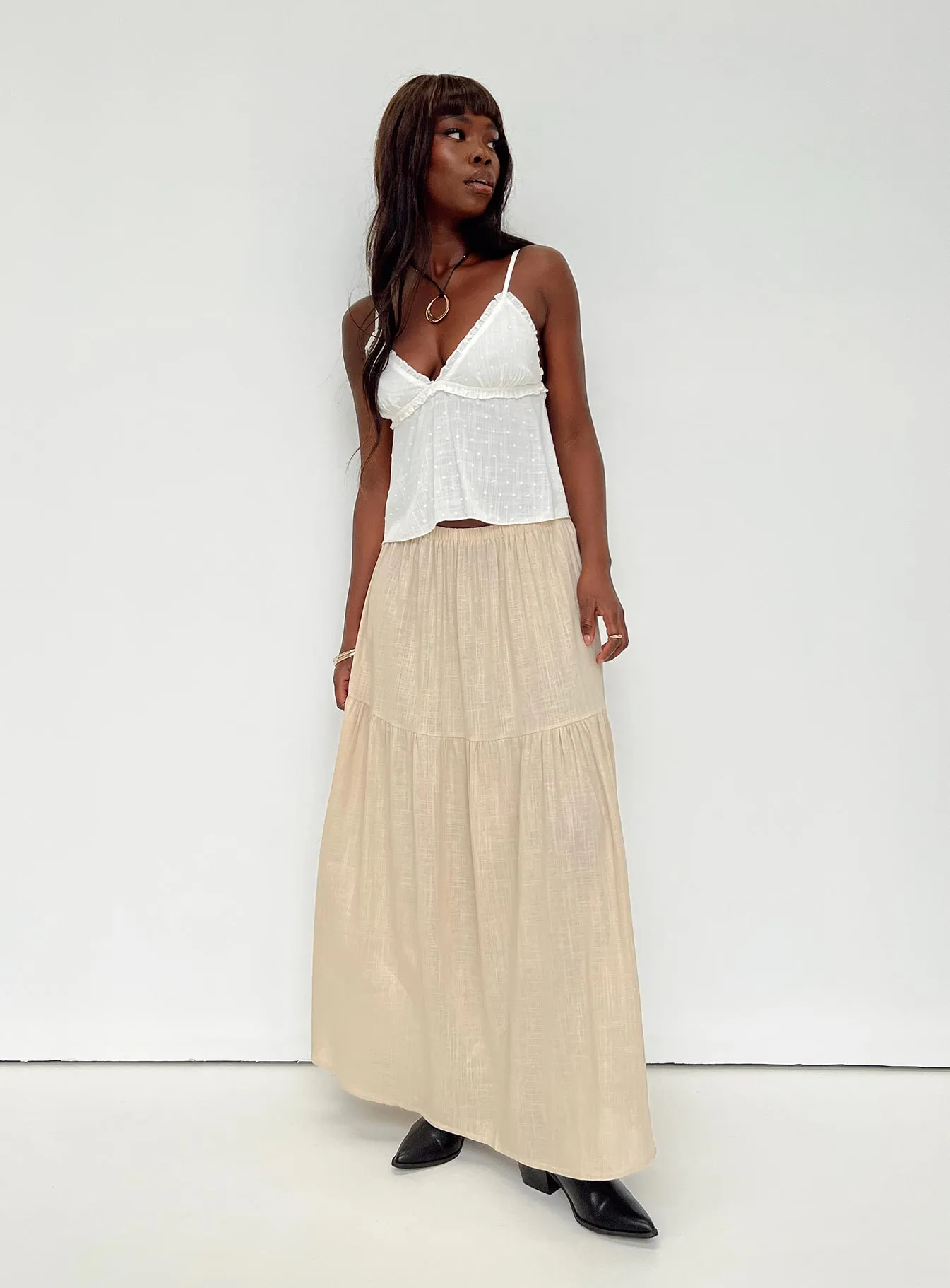 Hold Me Close Maxi Skirt Beige