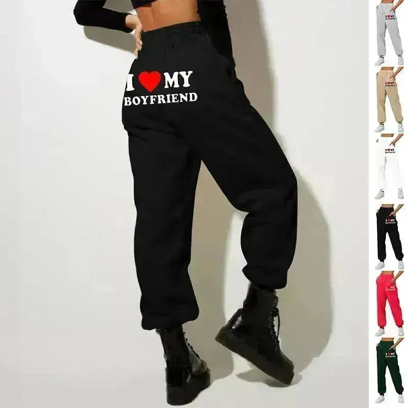 I Love MY BOYFRIEND Printed Trousers Casual Sweatpants Men And Women Sports Pants