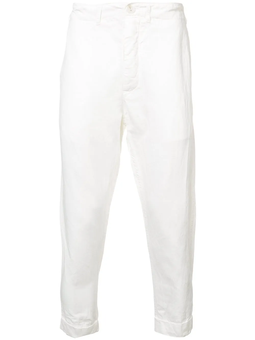 Ivory Linen Cropped Slim Pant