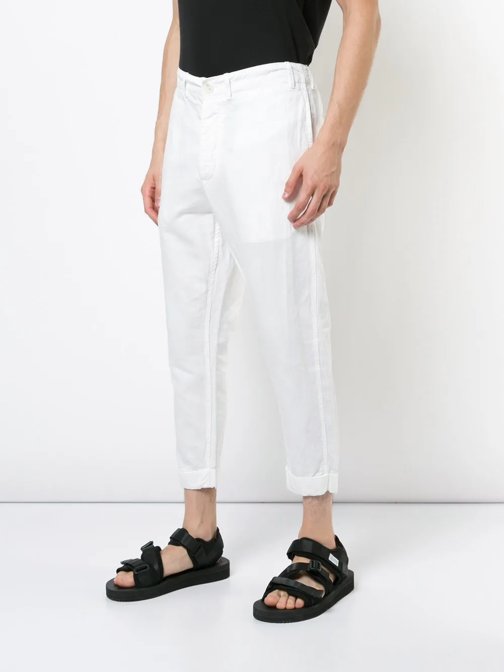 Ivory Linen Cropped Slim Pant