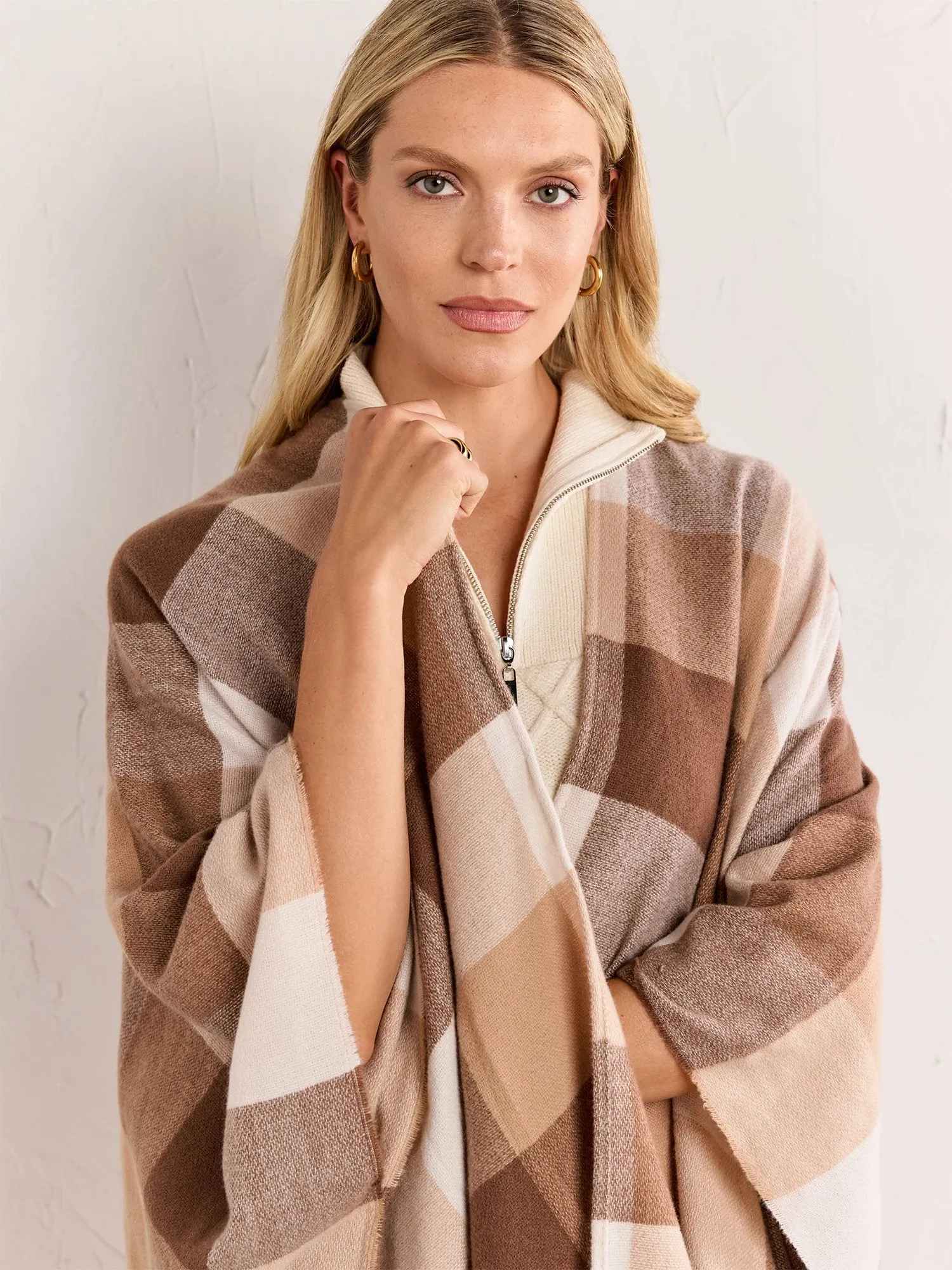 Justin Taylor Beige & Cream Plaid Wrap - Brands We Love