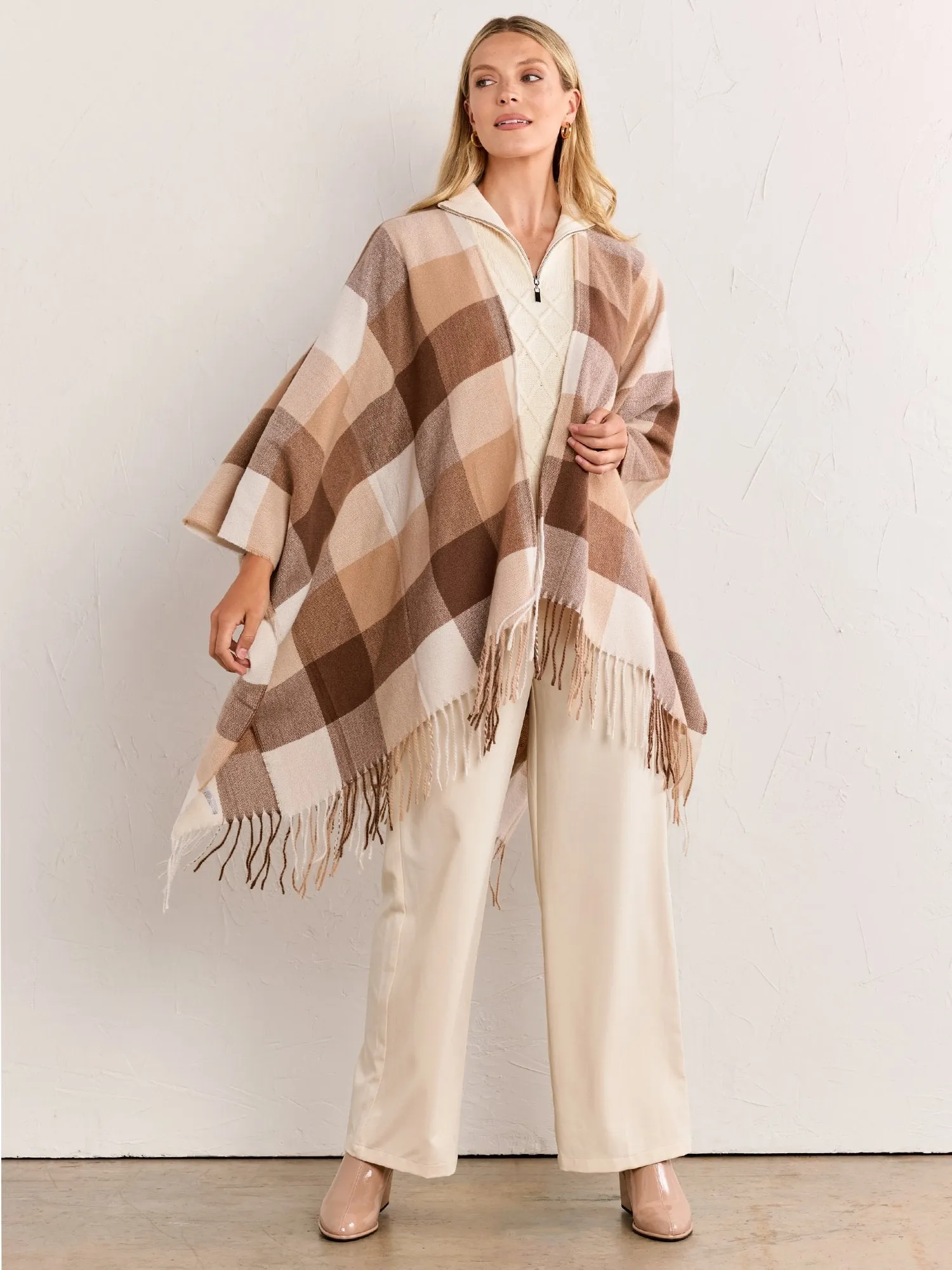 Justin Taylor Beige & Cream Plaid Wrap - Brands We Love