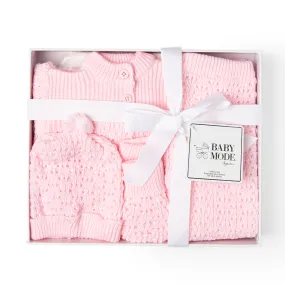 Knit Cardigan and Pant Gift Set - Pink