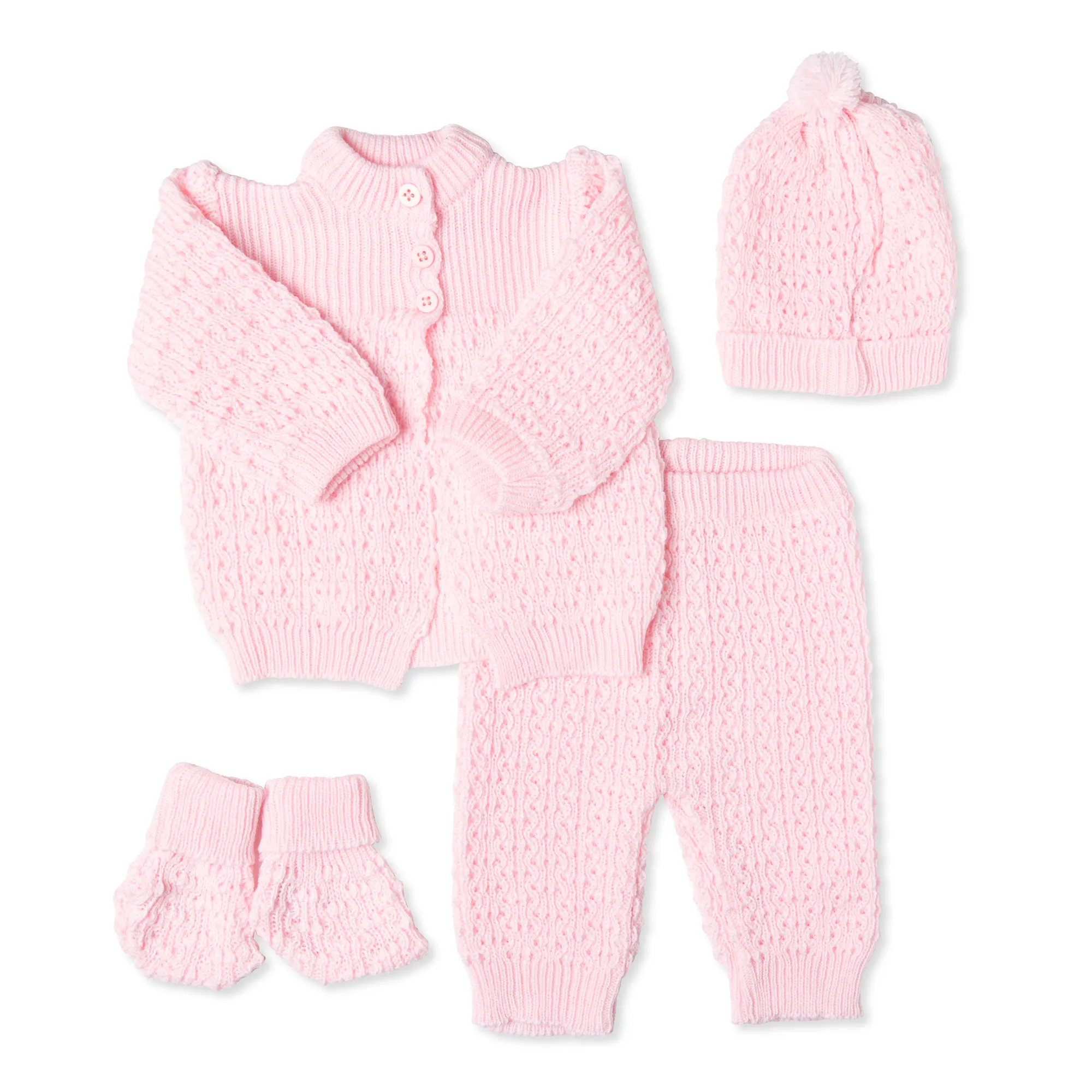 Knit Cardigan and Pant Gift Set - Pink