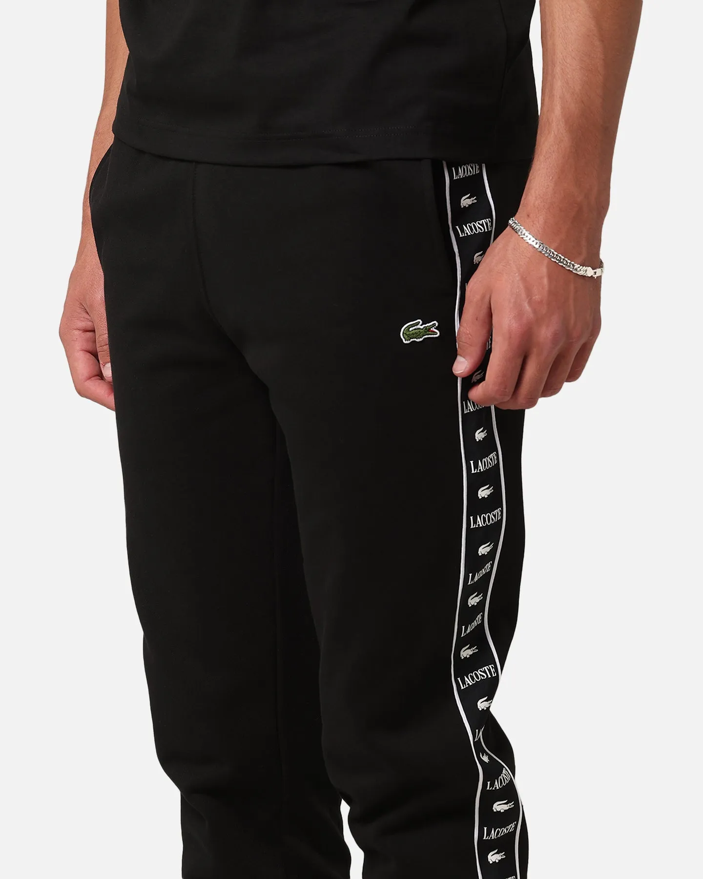 Lacoste Tape Brushed Fleece Track Pants Black