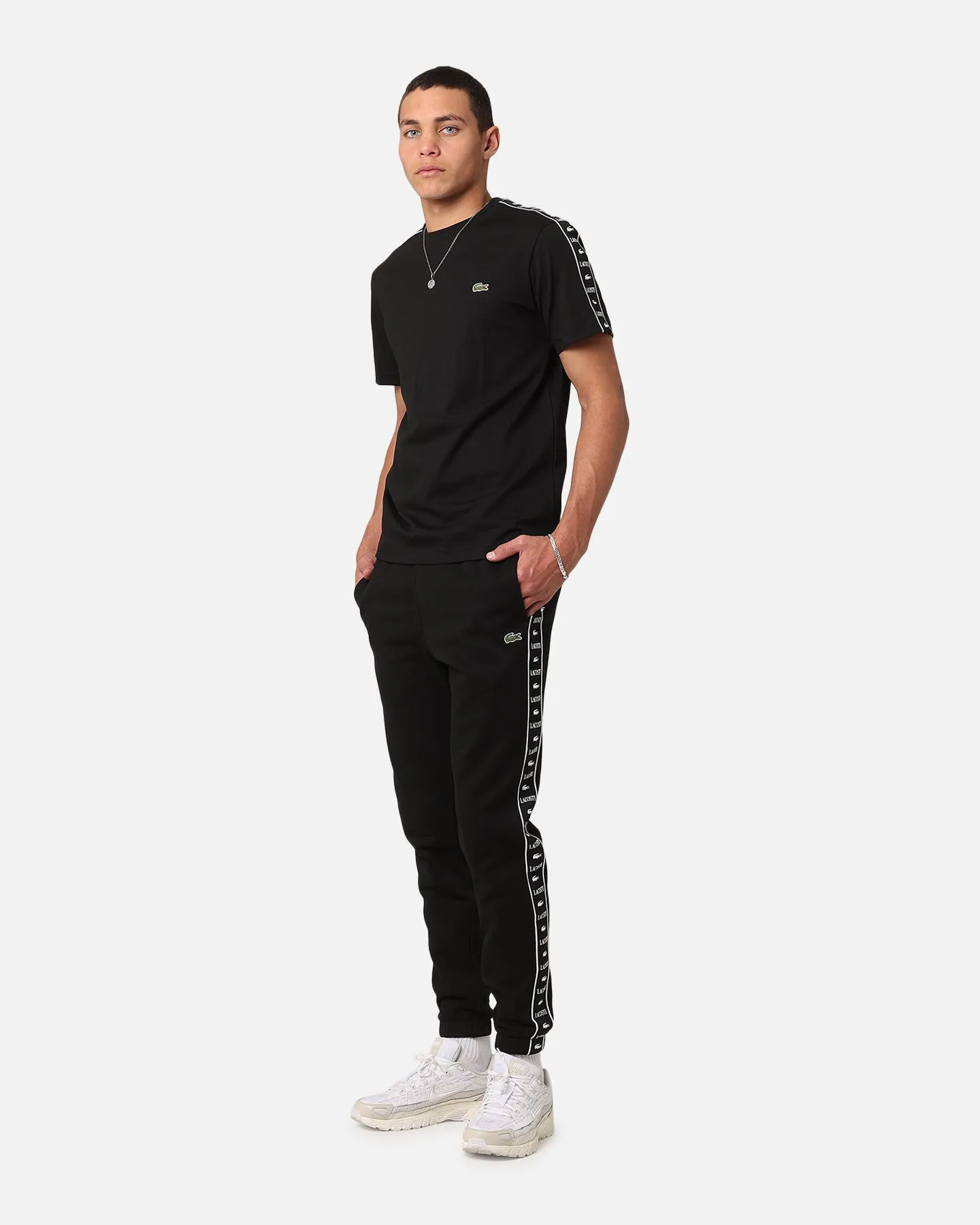 Lacoste Tape Brushed Fleece Track Pants Black