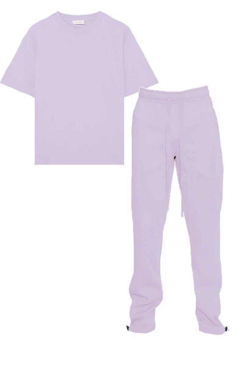 Lavender Tshirt Ankle Toggle Sweatpants Set