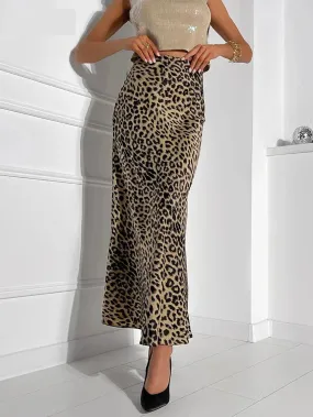 Leopard Print Flowing Maxi Skirt