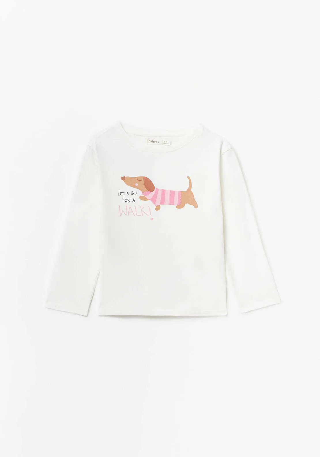 Long Sleeve Dog Tshirt - Ecru