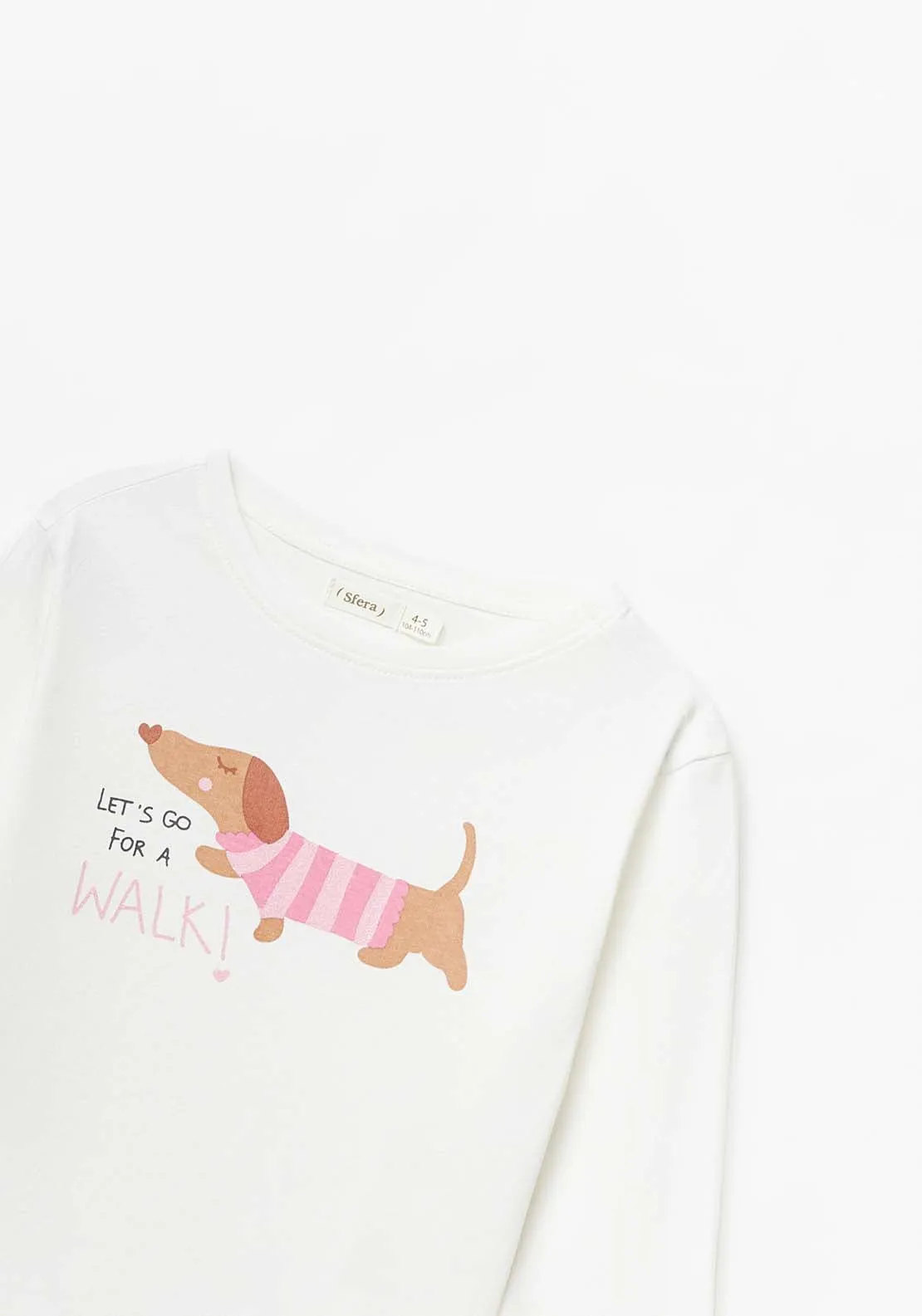 Long Sleeve Dog Tshirt - Ecru