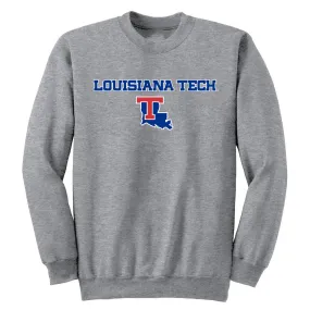 Louisiana Tech University Bulldogs Adult Crewneck Sweatshirt Arch Text