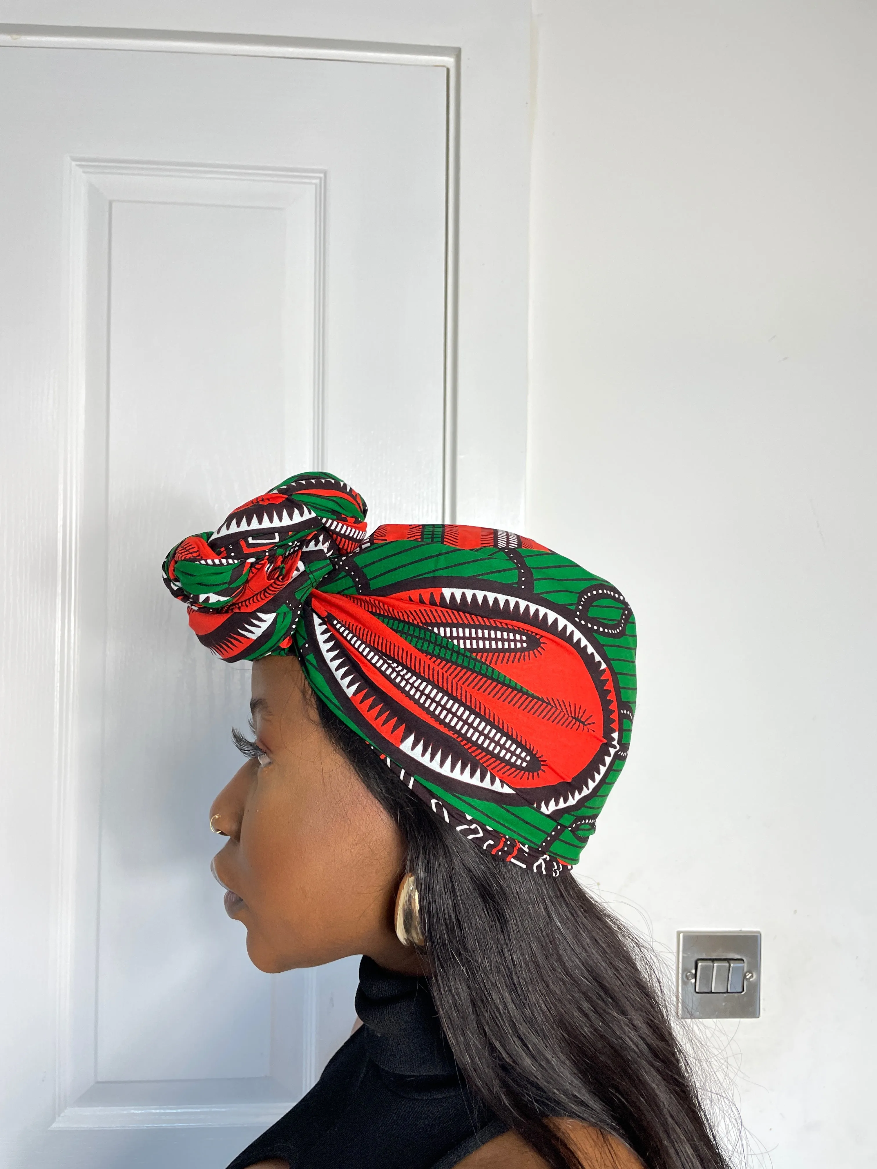 Maggie Green and Orange Ankara Headwrap/Scarf