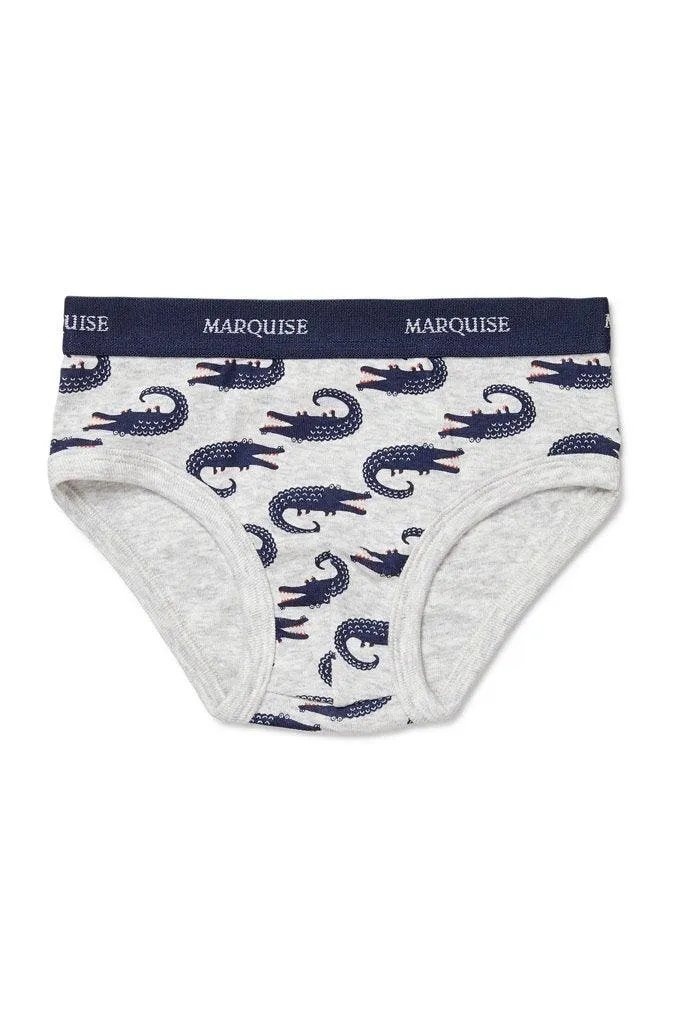 Marquise Boys Crocodiles 2 Pack Underwear - Blue/Grey Marle