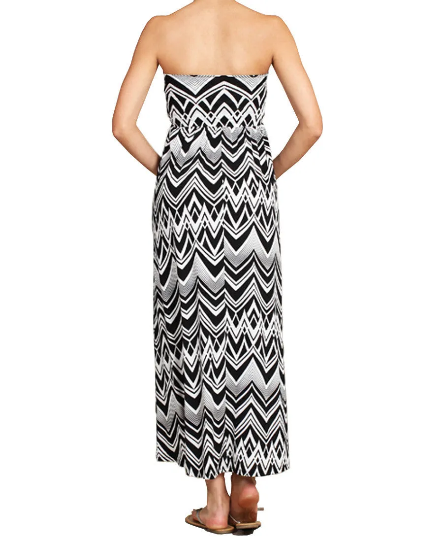 Maxi Skirt Convertible Dress Black White Tribal